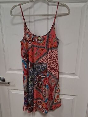 Umgee Hot Pink Paisley Patch Slip Dress